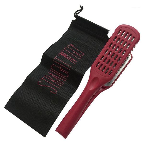 

hair hairdressing double sided brush plywood clamp natural ceramic straightening comb fibres styling tools1, Silver