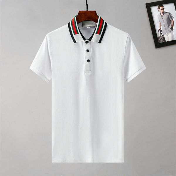 

2021 business casual polo t-shirt men's cuff stripe slim society fashion play shirt multi-color size m-3xl#hsc43, White;black