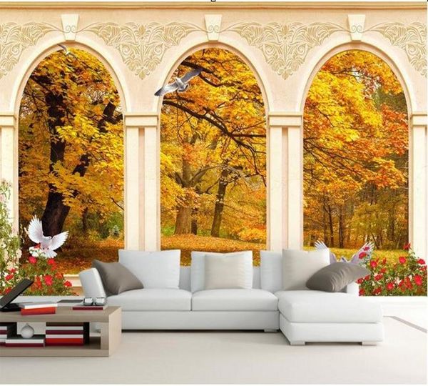 

wallpapers dropship drop fatman waterproof garden style autumn leaves 3d mural living room bedroom decoration papel de pared