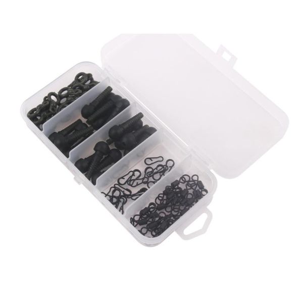 

fishing accessories 1 set carp tackle kit spiral sleeves 8-word swivel ring snaps (black)