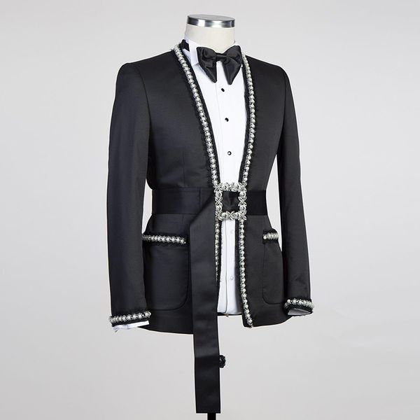 

navy blue men suits only jacket stage performance studio uniform wedding tuxedos groom party wear custom size, Black
