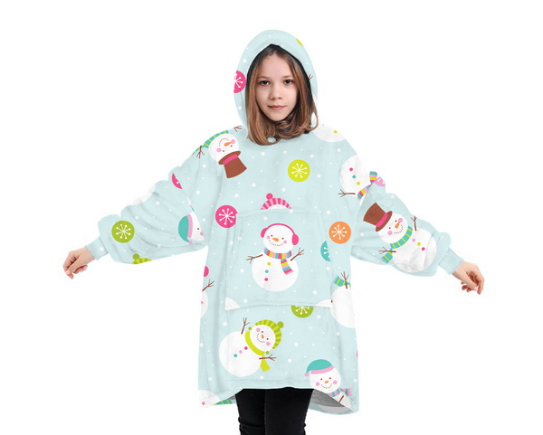 

blankets oversized children hoodie blanket snowman fleece outdoor hooded pocket warm soft sweatshirt pullover