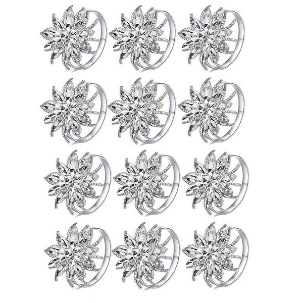 

napkin rings 12pcs rhinestone rings,crystal flower holder for wedding birthday easter thanksgiving christmas