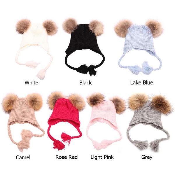 

caps & hats jocestyle cute kids girls solid color winter warm hat pom balls cap knitted beanie casual accessories drop, Yellow