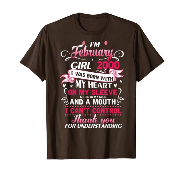 

i'm february girl 2000 funny 20th birthday gift 20 years old t-shirt, White;black