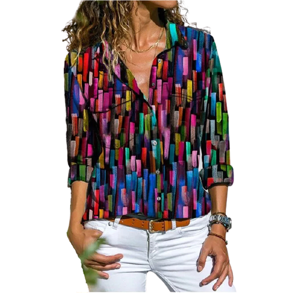 

2021 spring vintage print blouses women long sleeve chest pockets plus size geometric printing shirts female 3xl 4xl 5xl, White