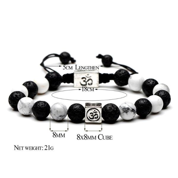 

charm bracelets tangyin 8mm natural stone beaded bracelet white black volcanic energy beads & bangles for men and women gift, Golden;silver