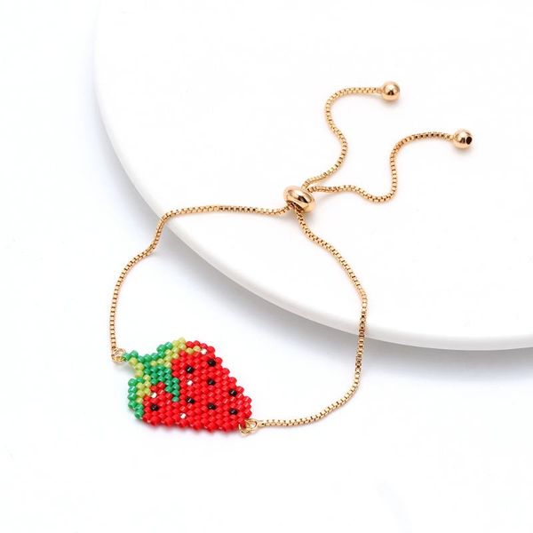 

strawberry pineapple fruit rice bead bracelet link, chain, Black