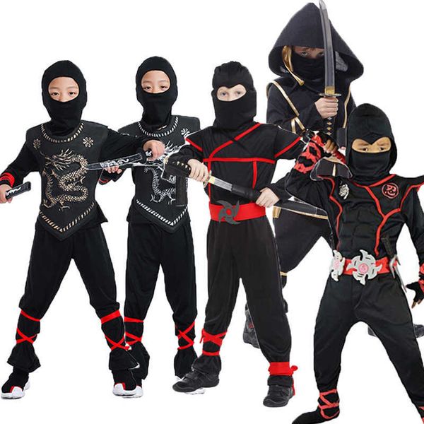 

kids ninjas costumes halloween party boys girls warrior stealth children cosplay assassin superhero costume children's day gift q0910, Blue