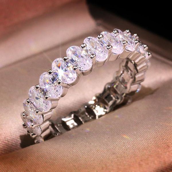 

wedding rings luxury charming oval crystal engagement promise for women 925 sterling silver jewelry shiny cz zircon ring bijoux, Slivery;golden