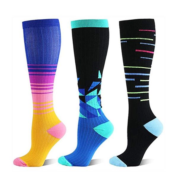 

3pair quality compression socks for men & women 20-30mmhg sport circulation support running marathon cycling varicose veins men's, Black