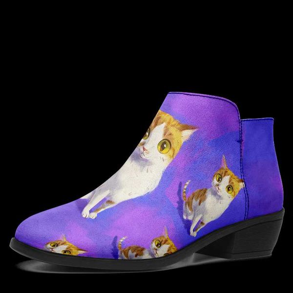 

boots personalized customization on-demand printing shoes women's comfortable spring and autumn ankle low heel, Black