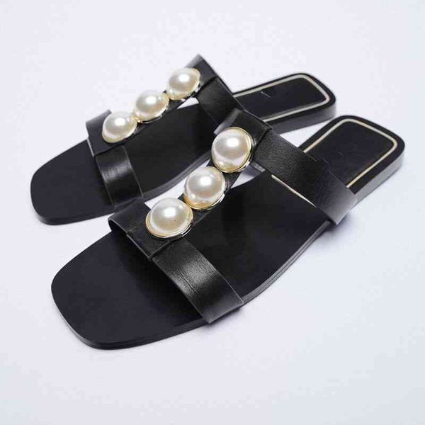 

slippers summer pearl women slides square toe strap beach casual sandals syfd, Black