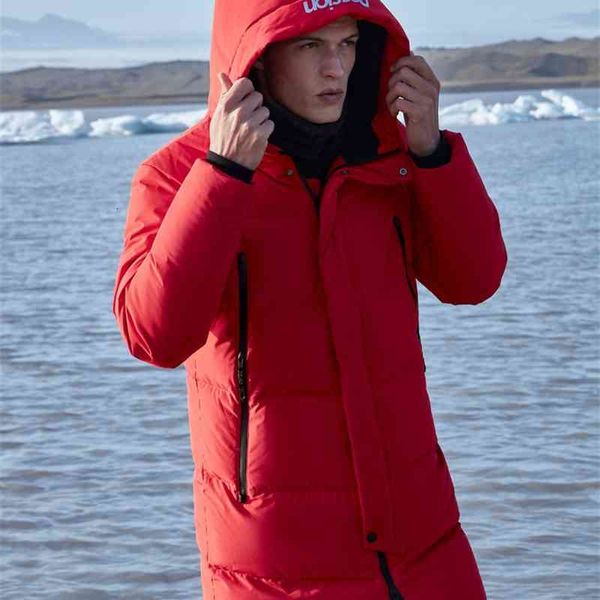 

bosideng 90% duck down men jacket mid-long windproof hooded waterproof zipper coats for snow warm b90142319, Black