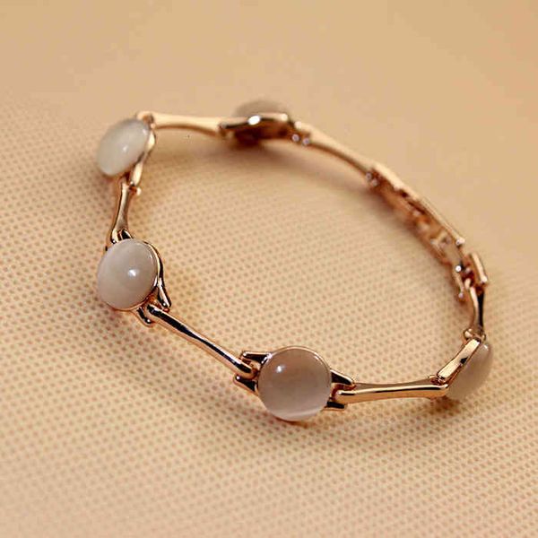 

bangle bracelets korean version simple opal feminine temperament ol exquisite gold-plated bila moonstone jewelry clothing accessories, Golden;silver