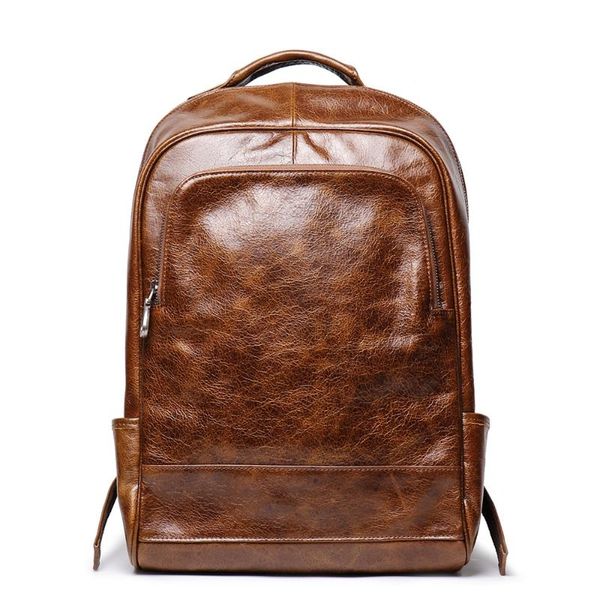 

backpack 2021 casual wax cow leather men large leisure outdoor travel high quality