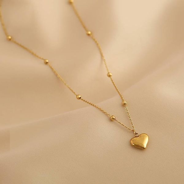 

chains fashion stainless steel classic heart shaped pendant necklace for women korean style wedding clavicle chain neckalce, Silver