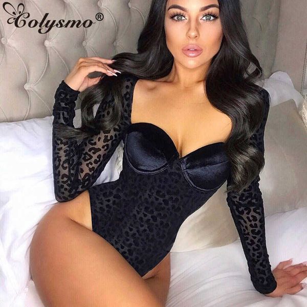 Coylsmo BodyCon Кружева Сексуальная Бодисиция Женщины Леопардовый Прозрачный Женский Тело Mujer Глубокое v Чистая Комбинезона Комбинезон Уличная одежда 210527