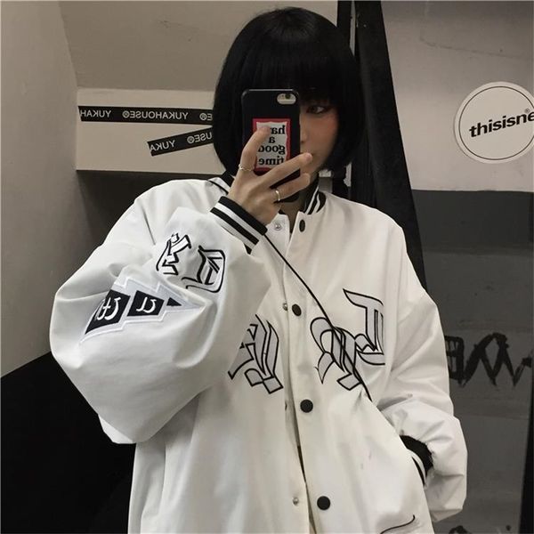 

spring/autumn baseball uniform women jacket men loose hong kong style korean trend harajuku style student jacket spring ins 211109, Black;brown