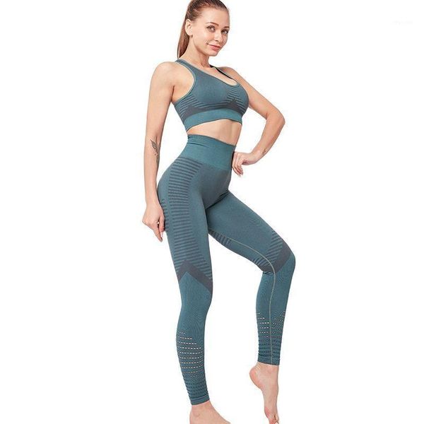 

yoga outfit seamless 2 piece set women suit gym workout clothes sport bra fitness crop and scrunch buleggings