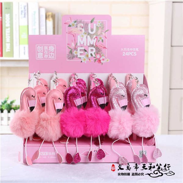 

pen unique creative net red cartoon flamingo hair ball neutral stationery