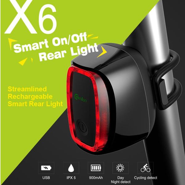 

bike lights meilan x6 light wireless rear laser usb rechargeable smart tail lamp mtb cycling safety warning led accessories