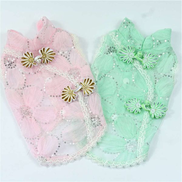 

the dog clothes mesh pet cheongsam teddy bear bomei dog summer clothes