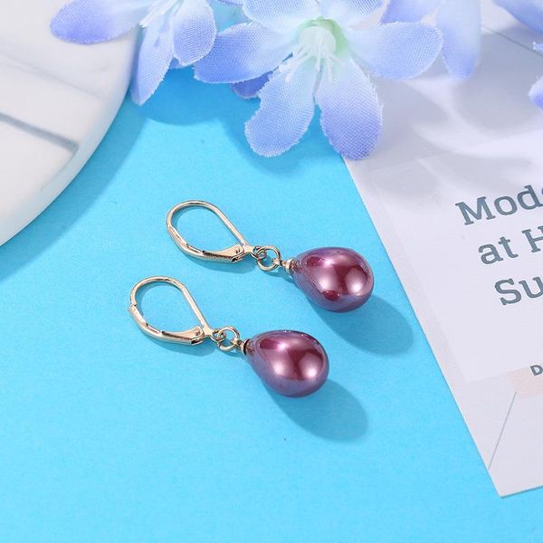 

dangle & chandelier elegant drop-shaped simulated pearl white black pink claret drop earrings for women, Silver