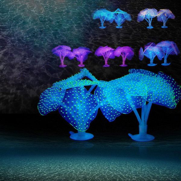 

1pc artificial glowing effect jellyfish coral plants grass underwater ornament fish tank aquarium decor accessories decorations