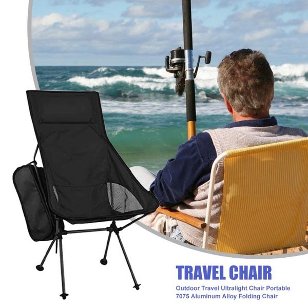 

ultralight folding camping chair outdoor travel portable 7075 aluminum alloy beach backrest chairs fishing accessories