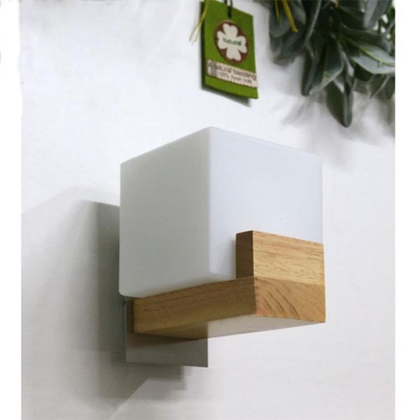 

wall lamp design wood with white glass ems