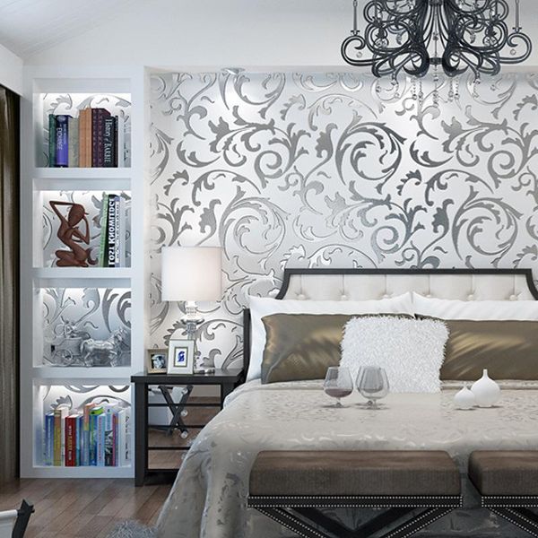 

wallpapers modern minimalist 3d stereo tv background silver gold wall paper living room bedroom european hook flower leaf wallpaper mural