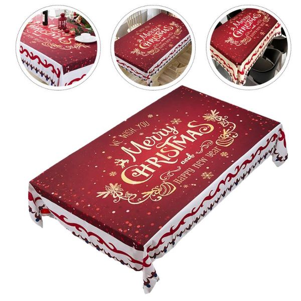 

table cloth printed tablecloth snowflake pattern cover decoration (red)