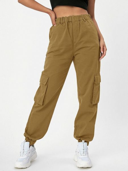 

flap pocket elastic waist jeans r1bv#, Blue