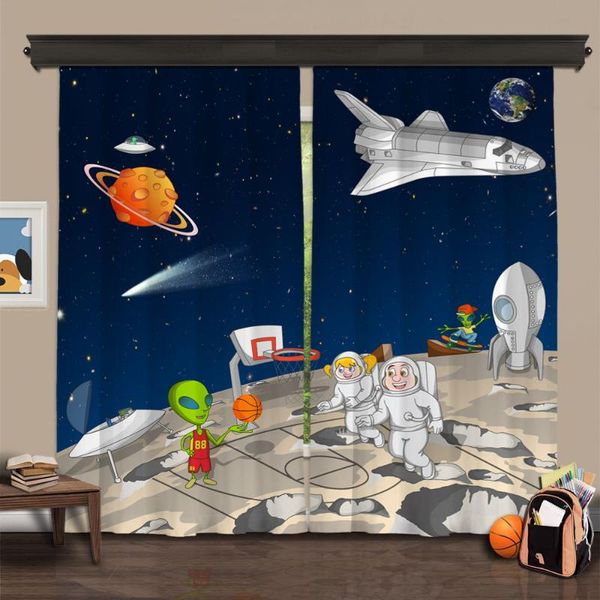 

cipcici theatre space buddies 2 panel curtain living room decorative interstellar dark blue woman stars boy girl & drapes