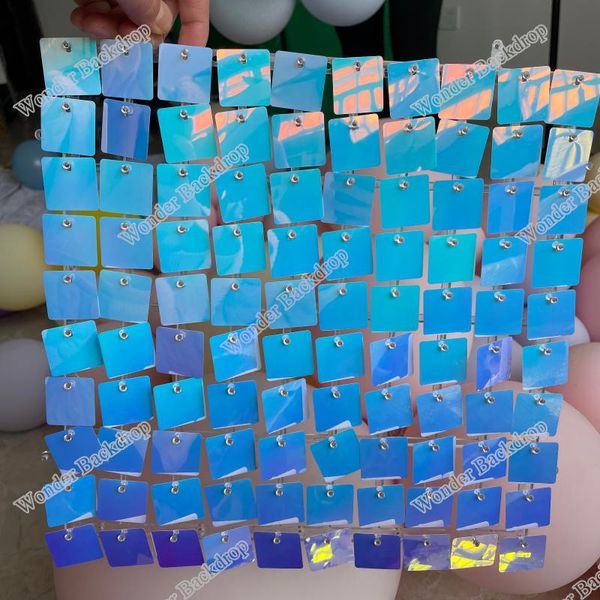 

party decoration backdrop iridescent blue shimmer wall baby boys/girls with grid backing