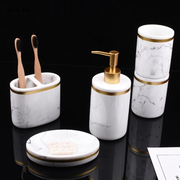 

bath accessory set product imitation marble bathroom wash resin five-piece home el supplies decoration