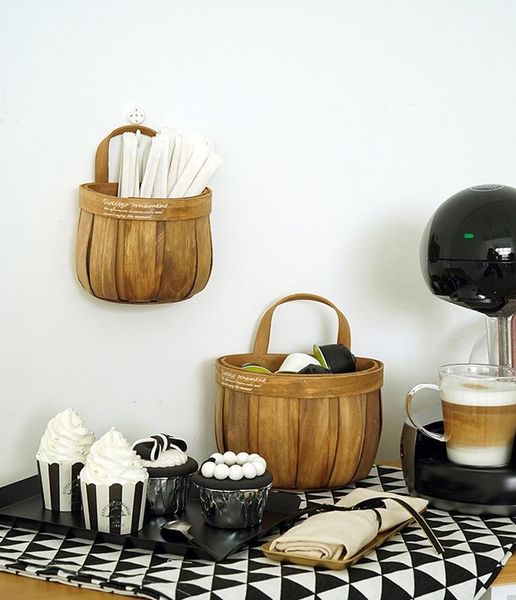 

storage baskets 1 set of 2 wooden hanging bag small things decoration