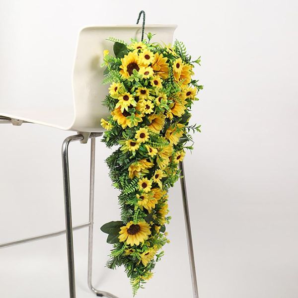 

decorative flowers & wreaths simulation leaf bee sunflower wreath artificial garland hanging pendants wedding wall door decoration for home