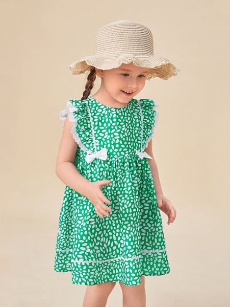 

toddler girls dalmatian print ruffle trim bow front dress she, Red;yellow