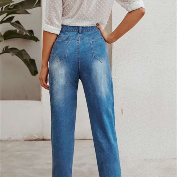 

2021 new women's washing slim straight jeans spring and autumn1, Black;white