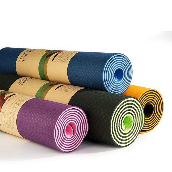 

yoga mats mat tpe double color pad 183*61*0.6cm non slip sport fitness gym exercise pilates workout with bag