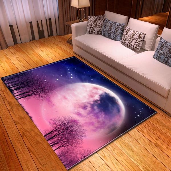 

modern living room anti-slip area rugs flannel kids play carpets baby crawl floor mat 3d universe galaxy planet home rug/carpet