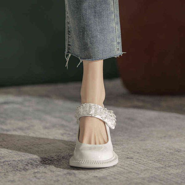 

dress shoes designer luxury rhinestone high heels college style jk uniform small leather shoes women sandals 220313, Black