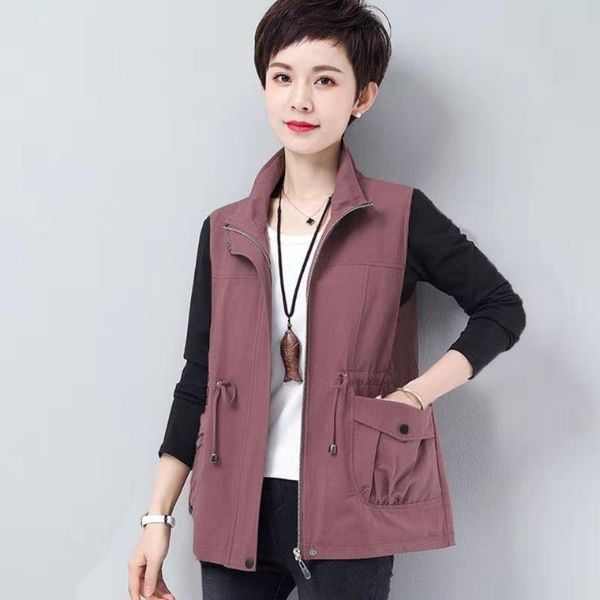 

women's vests 2021 women autumn casual solid short lady zipper slim sleeveless suit waistcoat female elegant pockets plus size vest i90, Black;white