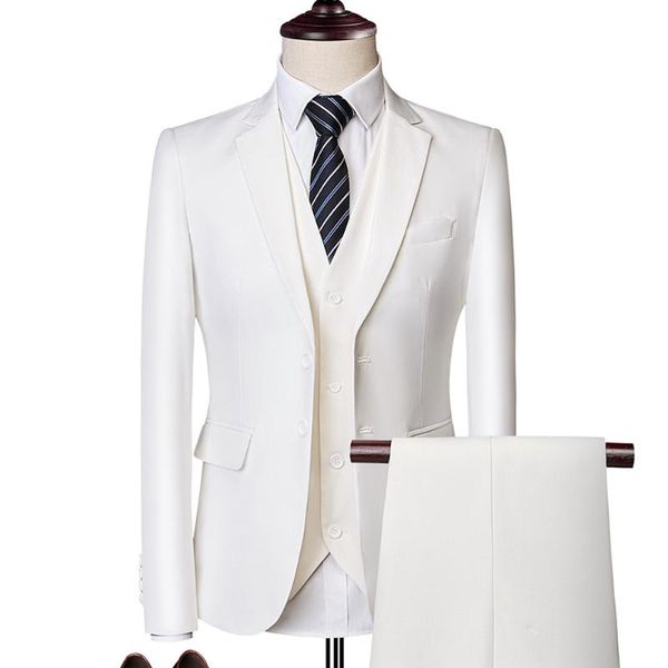 

men's suits & blazers (blazer+pants+vest) classic men formal business suit slim royal blue wedding groom wear male black gentlemen cost, White;black