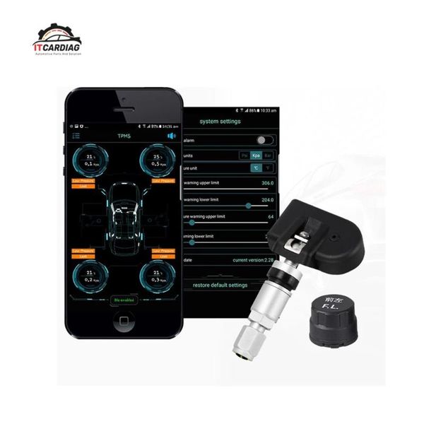 

tire pressure monitoring car bluetooth 4.0 ble tpms 4 internal/external sensor tester for android ios diagnostic tools