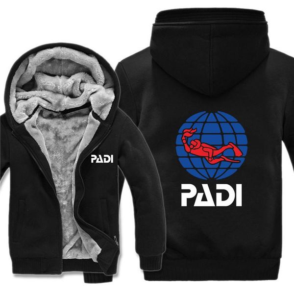 

men's hoodies & sweatshirts scuba driver padi camouflage sleeve jacket hoody zipper winter fleece warm sweatshirt, Black