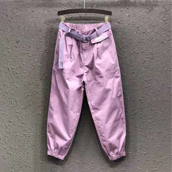 

women's pants & capris 2021 arrival summer korean style women loose elastic waist ankle-length all-matched casual patchwork harem w171, Black;white