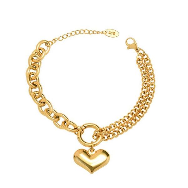 

link, chain fysara 2021 big heart charm chunky bracelet for women stainless steel gold bangle punk fashion, Black